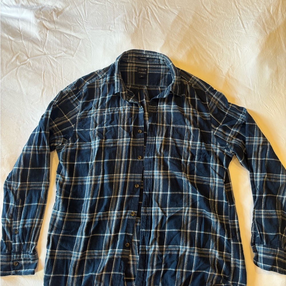 J. Crew Blue and White Casual Button Down Shirt